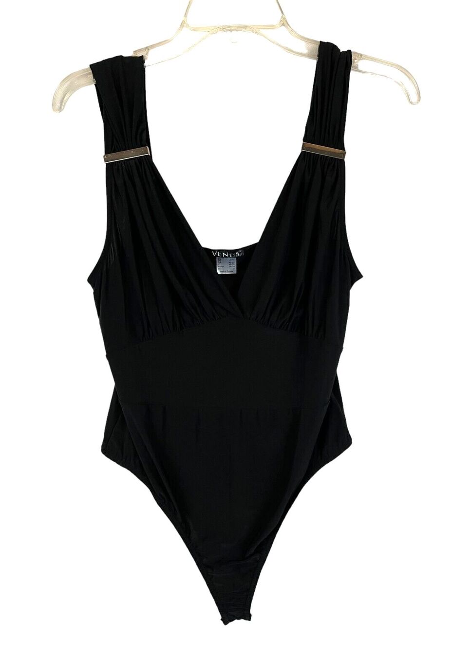 Venus Women's Black Sleeveless V-Neck Tank Top Bodysuit Size L NWOT